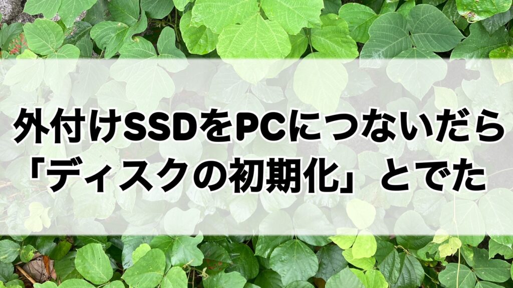 外付けSSDをPCにつないだら「ディスクの初期化」とでたとき